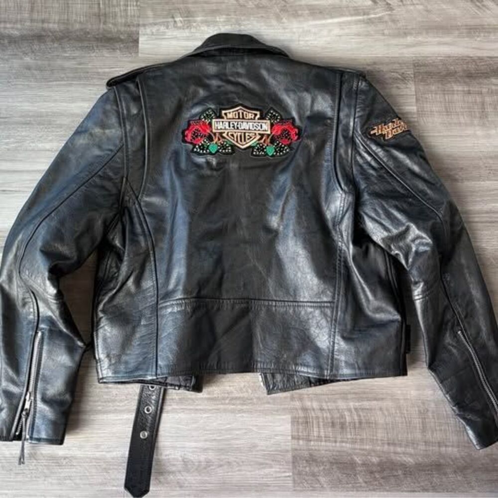 X ELEMENT Harley-Davidson Patch Leather Biker Jacket Women’s S motorcycle